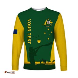 Custom Personalised Australia National Colours Long Sleeve T-shirt Green and Gold