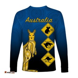 Australia Kangaroo Long Sleeve T-shirt Road Signs Aussie Aboriginal