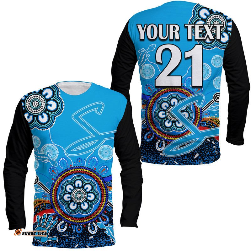 Custom Personalised Adelaide Strikers Long Sleeve T-shirt Cricket Indigenous Aboriginal Lizard Version