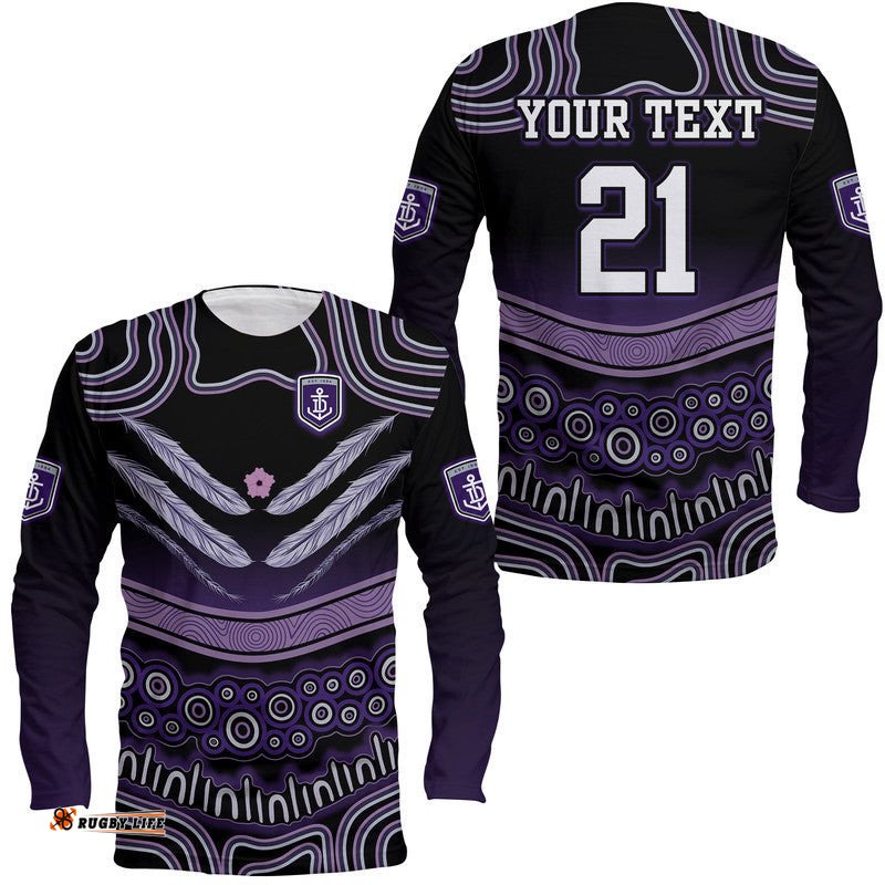 Custom Personalised And Number Fremantle Dockers Long Sleeve T-shirt Freo Indigenous Style