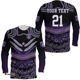 Custom Personalised And Number Fremantle Dockers Long Sleeve T-shirt Freo Indigenous Style