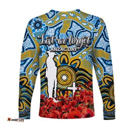 Titans Long Sleeve T-shirts Anzac Day Poppy Flowers With Aboriginal