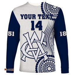 Custom Text And Number Victoria Cricket Long Sleeve T-shirt Sheffield Shield Australia Indigenous