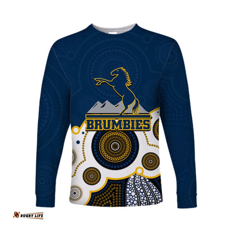 Custom Personalised And Number Super Rugby Brumbies Long Sleeve T-shirts