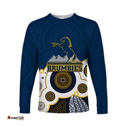 Custom Personalised And Number Super Rugby Brumbies Long Sleeve T-shirts