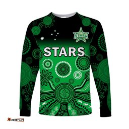 Melbourne Stars Long Sleeve T-shirt Gradient Aboriginal Dot Painting