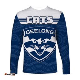 Cats Football Long Sleeve T-shirt Geelong Est 1859 Aboriginal Art