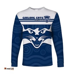 Cats Football Long Sleeve T-shirt Geelong Est 1859 Aboriginal Art