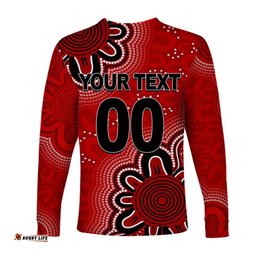 Custom Personalised And Number Renegades Cricket Long Sleeve T-shirt Aboriginal Red