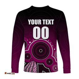 Custom Personalised And Number Super Rugby Queensland Reds Long Sleeve T-shirts
