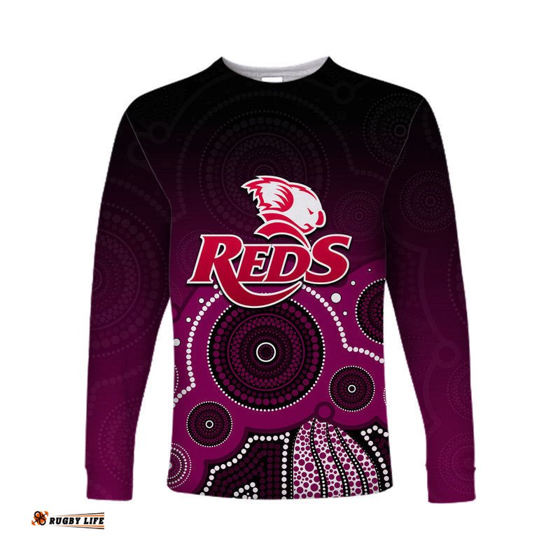Custom Personalised And Number Super Rugby Queensland Reds Long Sleeve T-shirts