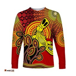 Custom Personalised Aboriginal Platypus Long Sleeve T-shirt Tree On The Hill Sunshine