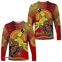 Custom Personalised Aboriginal Platypus Long Sleeve T-shirt Tree On The Hill Sunshine