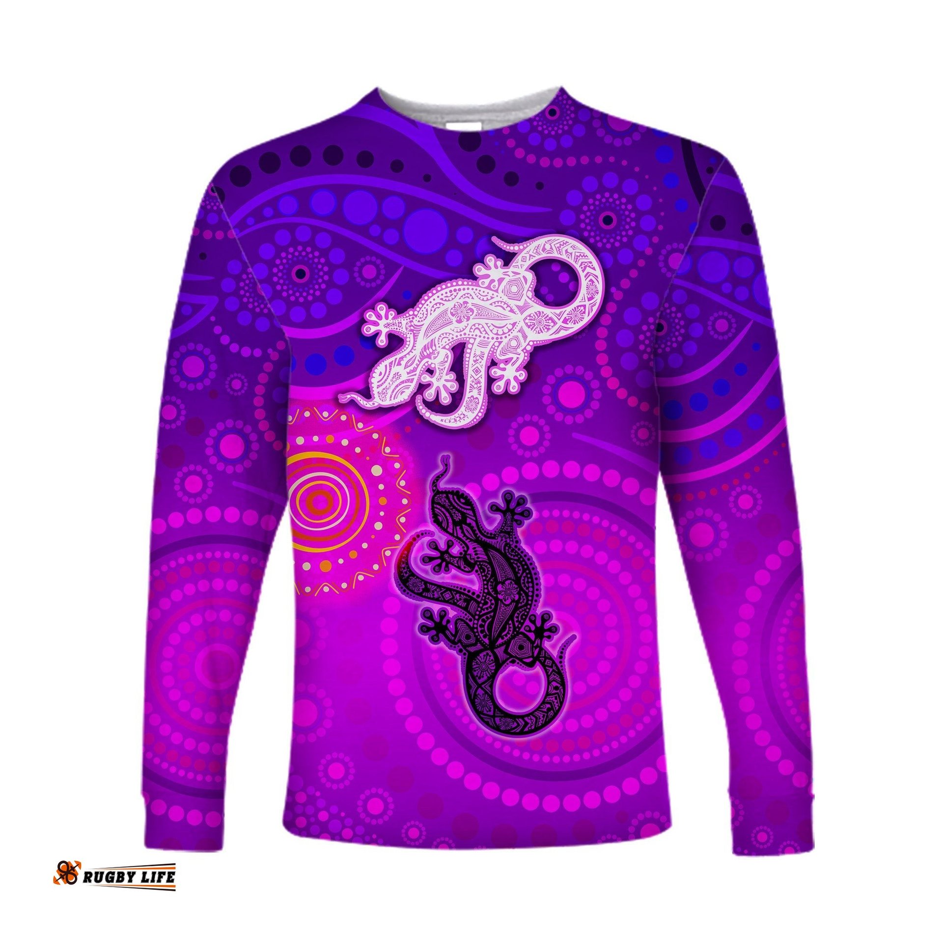 Custom Personalised Aboriginal Art Lizards Long Sleeve T-shirt Indigenous Unique