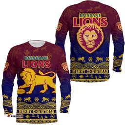 Brisbane Unique Lions Winter Season Long Sleeve T-shirt Lions Merry Christmas