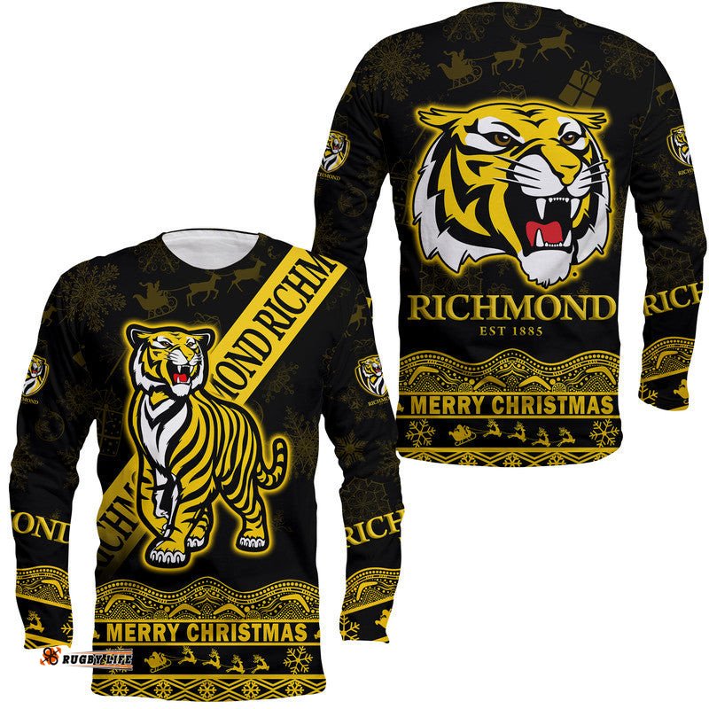 Richmond Tigers Unique Winter Season Long Sleeve T-shirt Tigers Merry Christmas