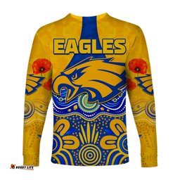 Eagles Anzac Long Sleeve T-shirt West Coast Aboriginal Remember Them