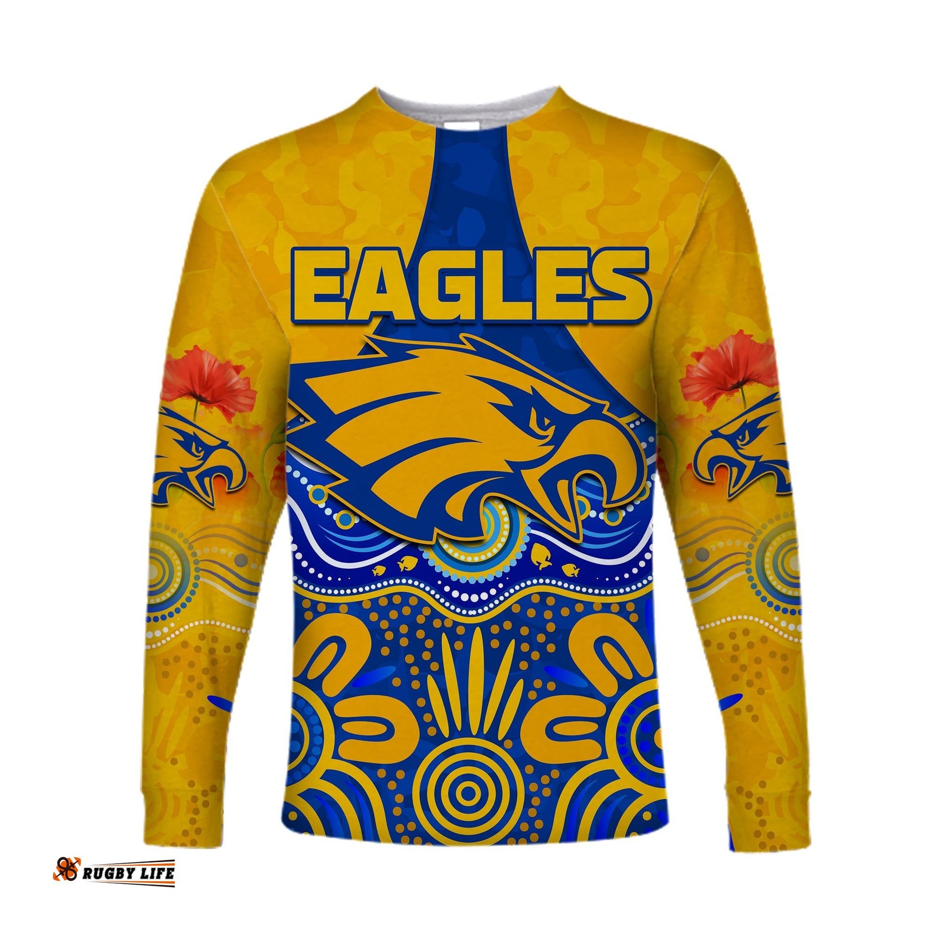 Eagles Anzac Long Sleeve T-shirt West Coast Aboriginal Remember Them