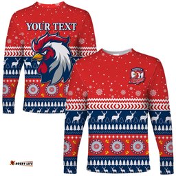 Custom Personalised Roosters Long Sleeve T-shirt Merry Christmas Sydney