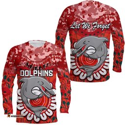 Dolphins Rugby ANZAC Long Sleeve T-shirt Camouflage Poppy