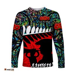 New Zealand Maori ANZAC Long Sleeve T-shirt Remembrance Soldier Paua Shell