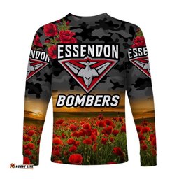 Essendon Bombers ANZAC Long Sleeve T-shirt Poppy Black