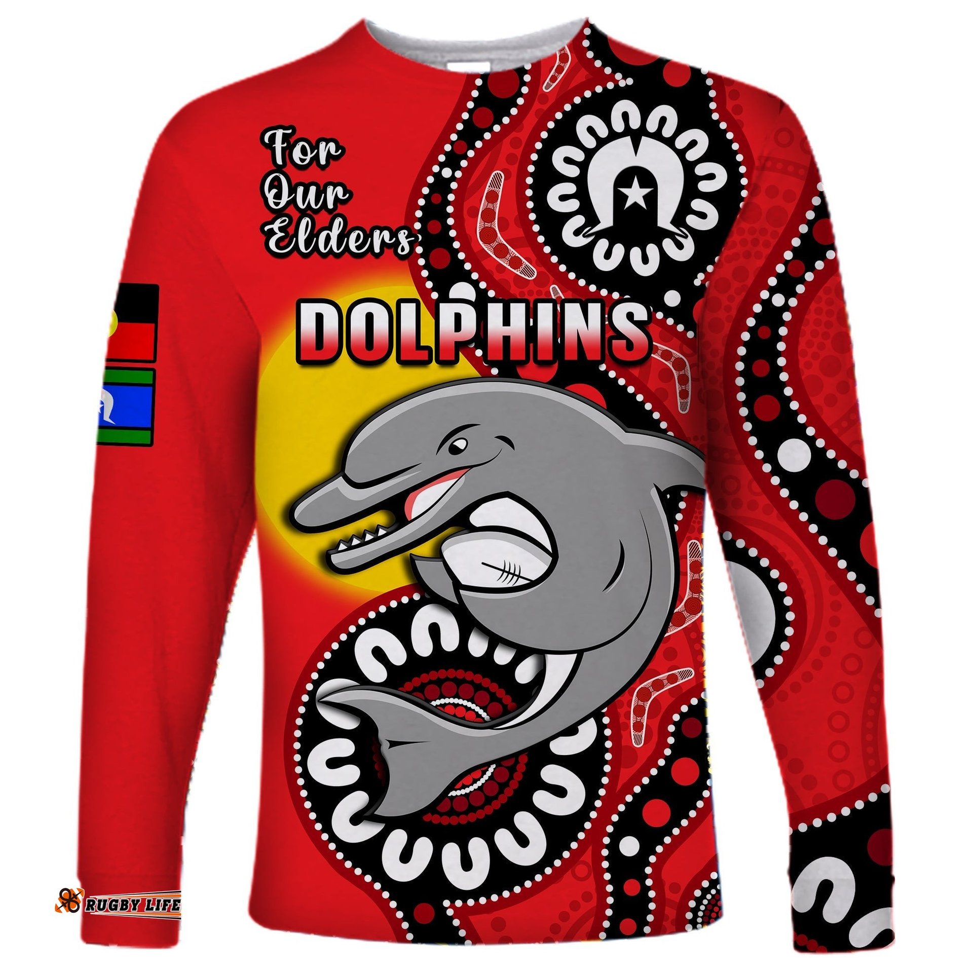 Dolphins Rugby NAIDOC Long Sleeve T-shirt For Our Elders Aboriginal