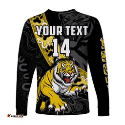 Custom Text And Number Richmond Football Long Sleeve T-shirt Tigers 1885 Indigenous Basic Style