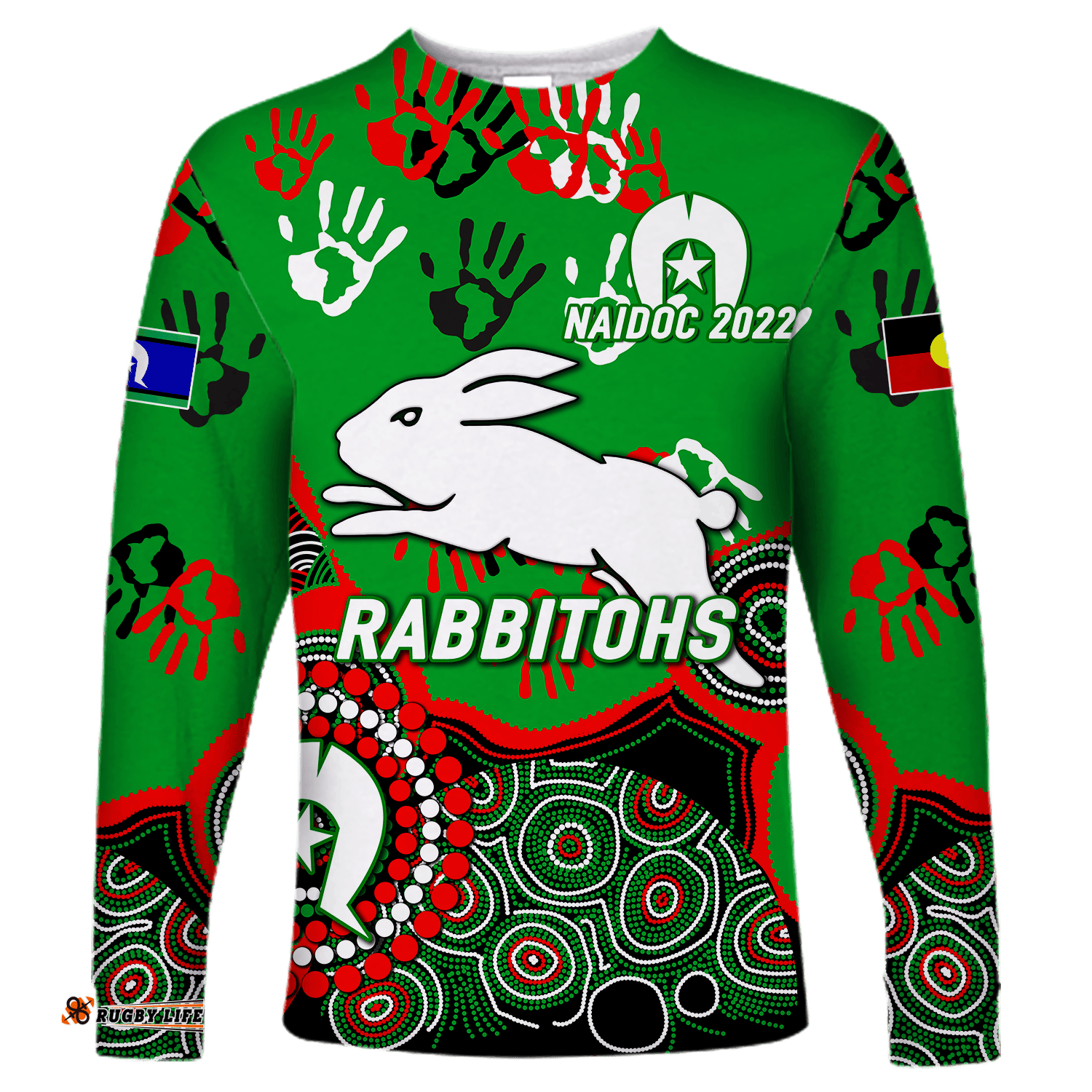 Rabbitohs Rugby NAIDOC Aboriginal Long Sleeve T-shirt