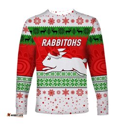 South Sydney Rabbitohs Long Sleeve T-shirts Christmas Simple Style White