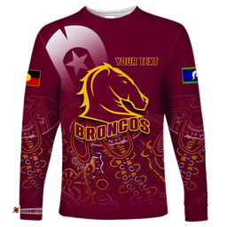 Custom Personalised Brisbane Broncos Rugby NAIDOC Long Sleeve T-shirt