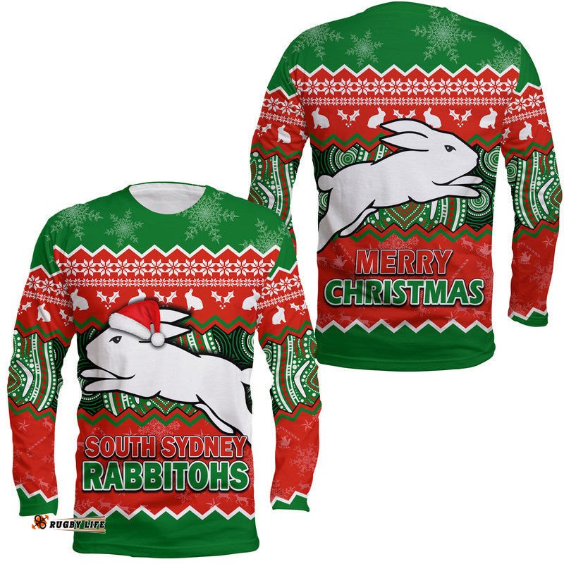 South Sydney Rabbitohs Aboriginal Christmas Long Sleeve T-shirt