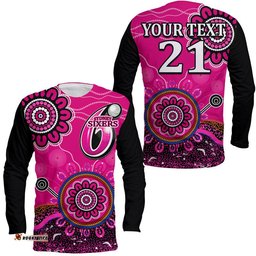 Custom Personalised Sydney Sixers Long Sleeve T-shirt Cricket Indigenous Aboriginal