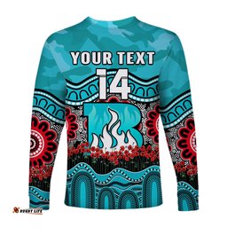 Custom Text And Number Brisbane Heat Cricket ANZAC Long Sleeve T-shirt Poppy Aboriginal Camouflage