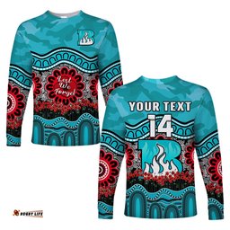 Custom Text And Number Brisbane Heat Cricket ANZAC Long Sleeve T-shirt Poppy Aboriginal Camouflage