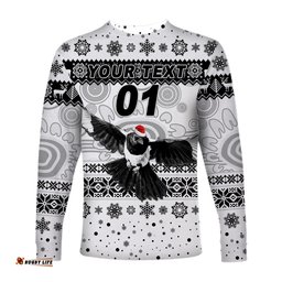Custom Personalised Yuendumu Magpies Football Club Long Sleeve T-shirt Christmas Simple Style White