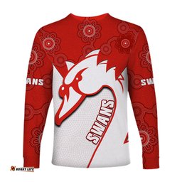 Custom Text And Number Sydney Football Long Sleeve T-shirt Swans 1874 Dot Painting Artsy