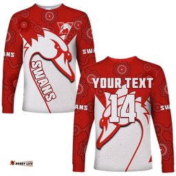 Custom Text And Number Sydney Football Long Sleeve T-shirt Swans 1874 Dot Painting Artsy