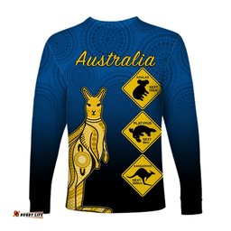 Custom Personalised Australia Kangaroo Long Sleeve T-shirt Road Signs Aussie Aboriginal