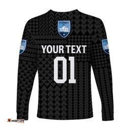 Custom Personalised Sydney The Sky Blues Long Sleeve T-shirt Soccer Club Original Style Black