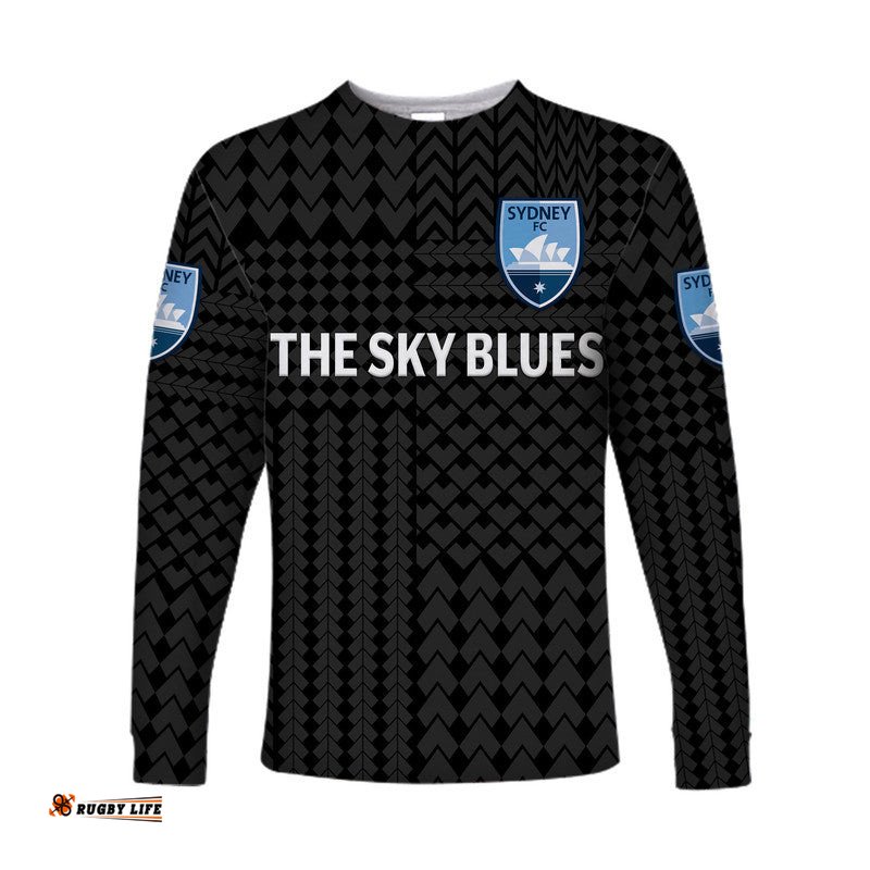 Custom Personalised Sydney The Sky Blues Long Sleeve T-shirt Soccer Club Original Style Black
