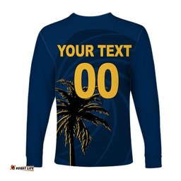 Custom Personalised And Number Mariners Football Long Sleeve T-shirts Blue Simple Style