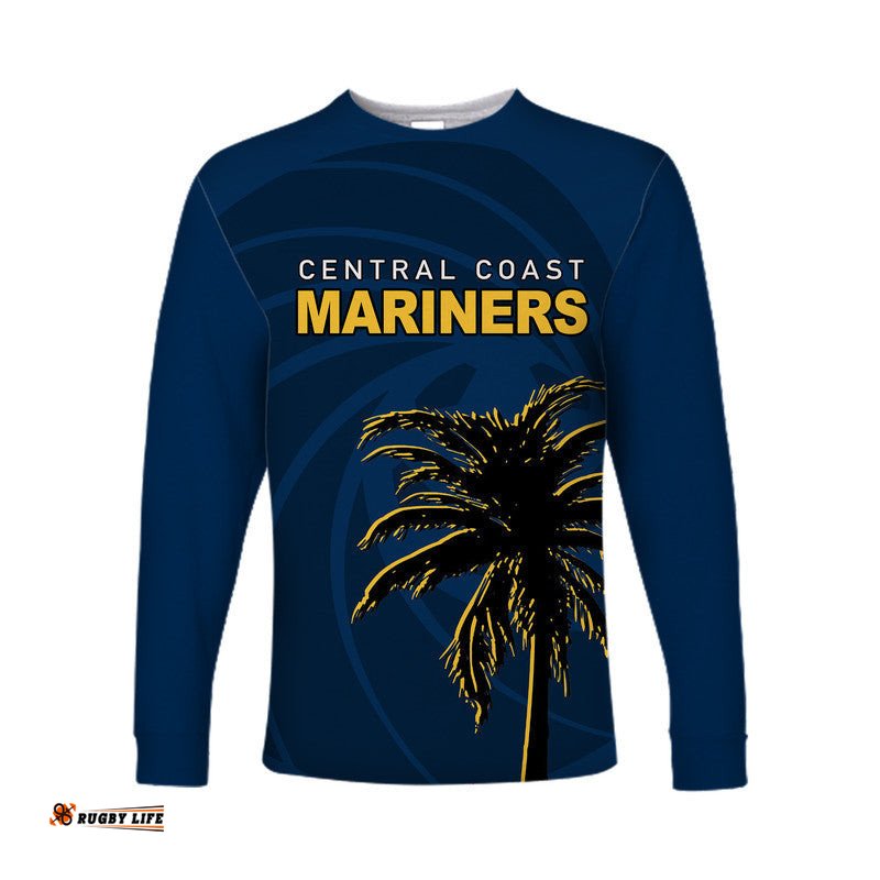 Custom Personalised And Number Mariners Football Long Sleeve T-shirts Blue Simple Style