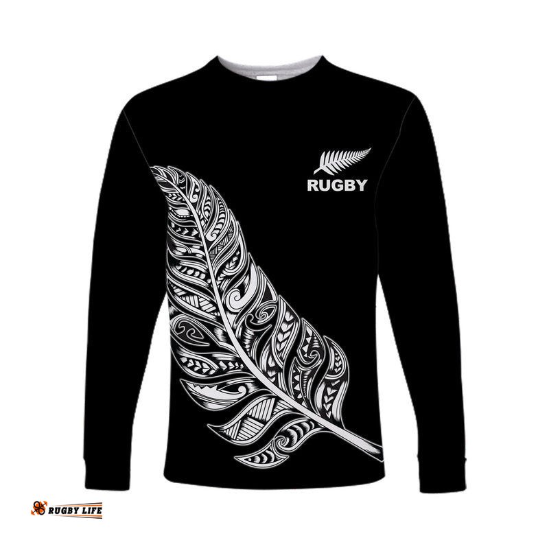 Maori Face Tattoo All Black Rugby Long Sleeve T-shirts