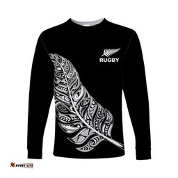 Maori Face Tattoo All Black Rugby Long Sleeve T-shirts