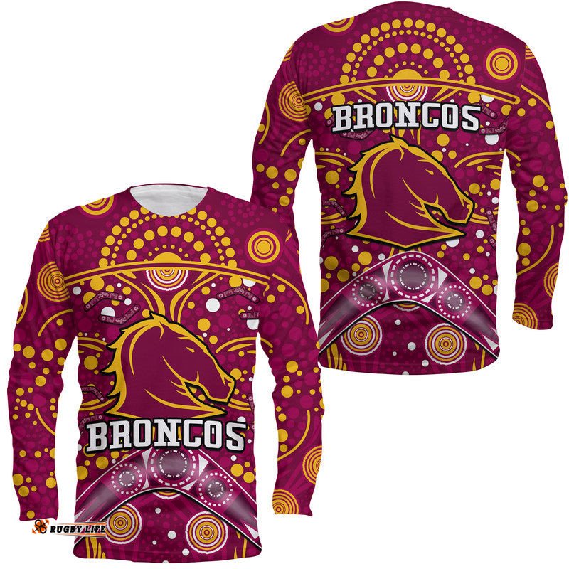 Broncos Rugby Long Sleeve T-shirt Boomerang Indigenous Dots