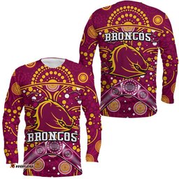 Broncos Rugby Long Sleeve T-shirt Boomerang Indigenous Dots