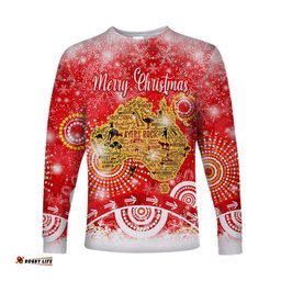 Custom Personalised Australia Map Christmas Long Sleeve T-shirt Original Style Red