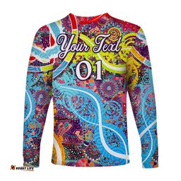 Custom Personalised Aboriginal Art Colorful Long Sleeve T-shirt Indigenous