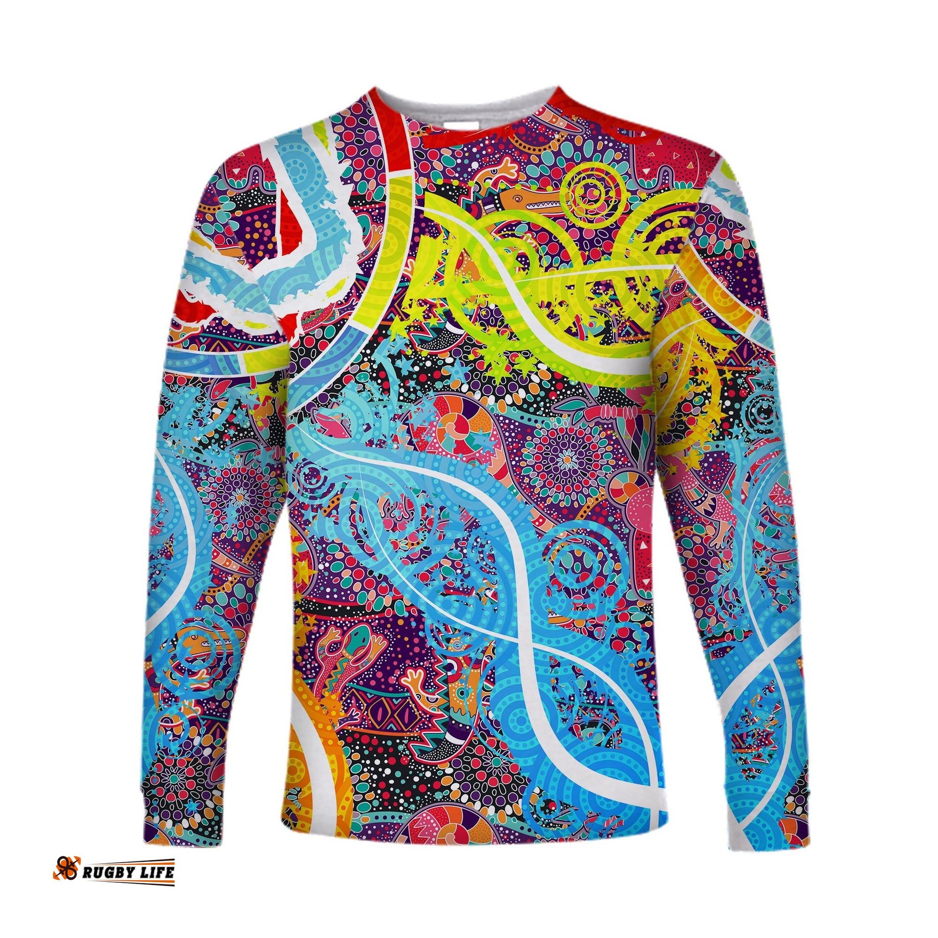 Custom Personalised Aboriginal Art Colorful Long Sleeve T-shirt Indigenous